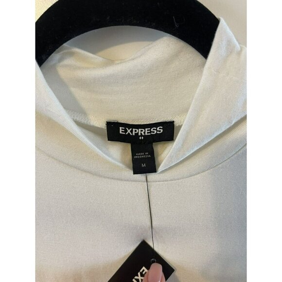 Express Womens Sleeveless Mock Neck Tank Ivory M stretch layering lined business - Picture 3 of 4